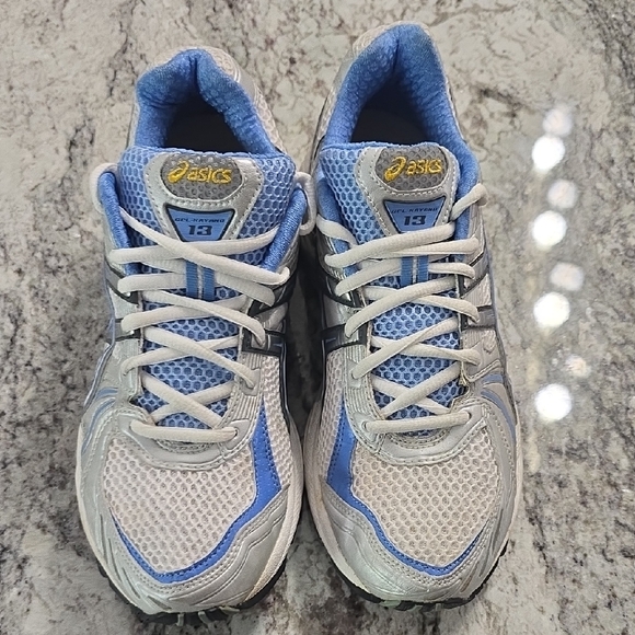 Asics Silver and Blue Athletic Sneakers - Picture 1 of 4